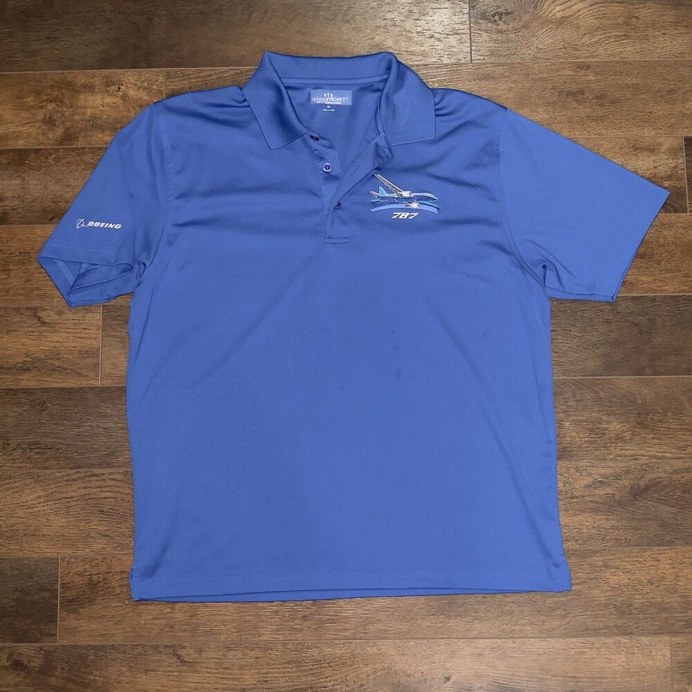 Boeing 787 Dreamliner Golf Polo Men's Blue Sz Medium